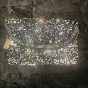 Sequin Clutch Bag - Black and Silver